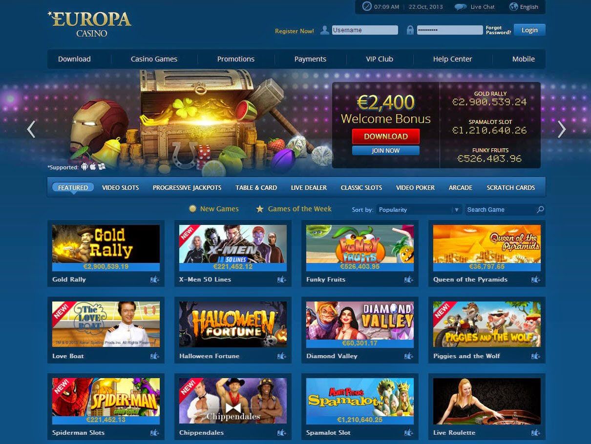 europa casino bonus code